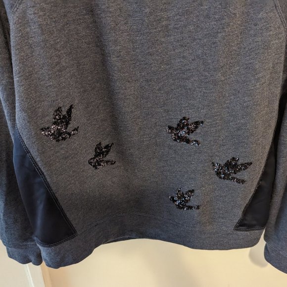 Anthropologie Leifnotes Navy Blue "Migrating Birds" Sequin Sweatshirt - Picture 4 of 11